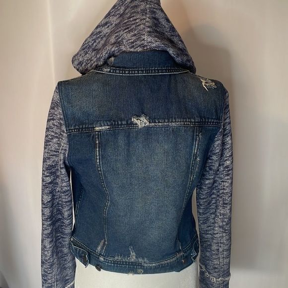 Free People distressed denim hooded jacket - Picture 5 of 16